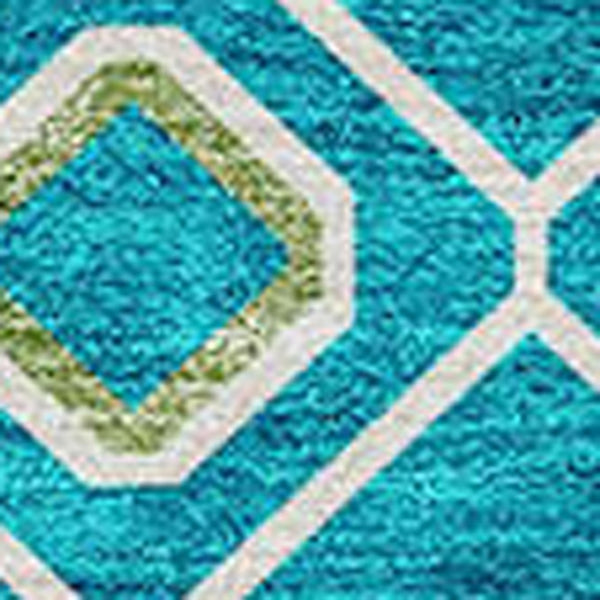 Homeroots 3' X 5' Southwestern Washable Indoor Outdoor Area Rug - Durable, Stylish, Stain Resistant Design Teal Blue Polyester 612221
