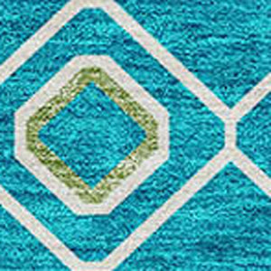 Homeroots 3' X 5' Southwestern Washable Indoor Outdoor Area Rug - Durable, Stylish, Stain Resistant Design Teal Blue Polyester 612223