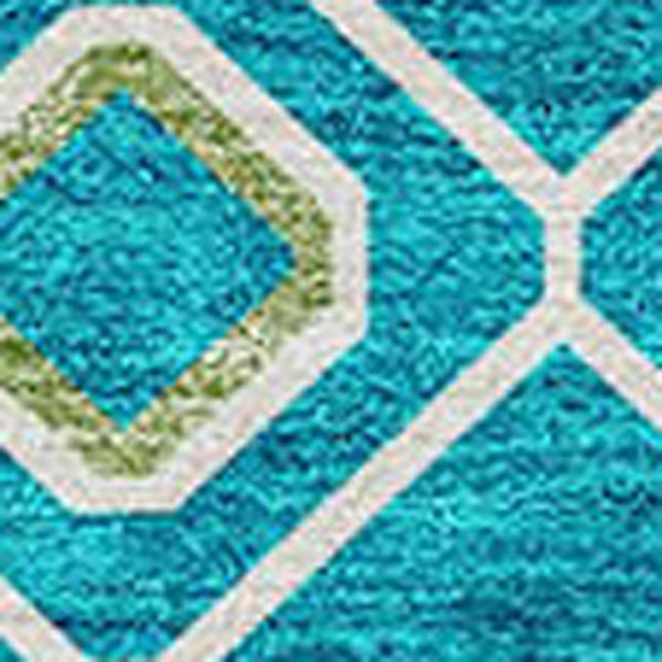 Homeroots 3' X 5' Southwestern Washable Indoor Outdoor Area Rug - Durable, Stylish, Stain Resistant Design Teal Blue Polyester 612223