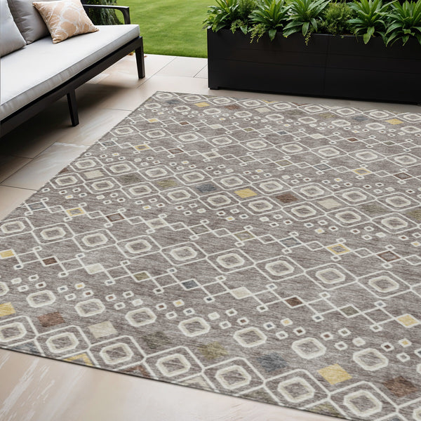Homeroots 3' X 5' Southwestern Washable Indoor Outdoor Area Rug - Durable, Stylish, Stain Resistant Design Taupe Polyester 612227