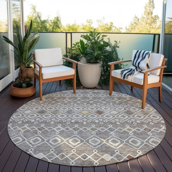 Homeroots 3' X 5' Southwestern Washable Indoor Outdoor Area Rug - Durable, Stylish, Stain Resistant Design Taupe Polyester 612228