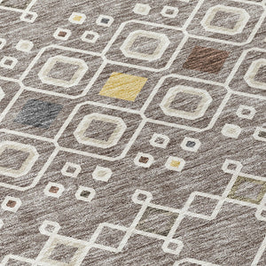 Homeroots 3' X 5' Southwestern Washable Indoor Outdoor Area Rug - Durable, Stylish, Stain Resistant Design Taupe Polyester 612228