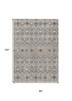 Homeroots 3' X 5' Southwestern Washable Indoor Outdoor Area Rug - Durable, Stylish, Stain Resistant Design Taupe Polyester 612229