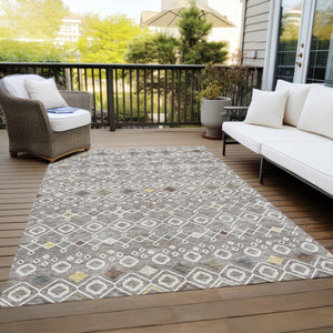 Homeroots 3' X 5' Southwestern Washable Indoor Outdoor Area Rug - Durable, Stylish, Stain Resistant Design Taupe Polyester 612230