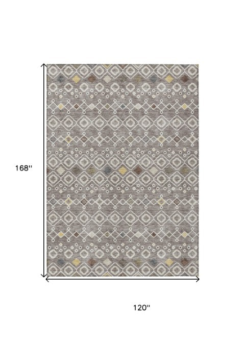 Homeroots 3' X 5' Southwestern Washable Indoor Outdoor Area Rug - Durable, Stylish, Stain Resistant Design Taupe Polyester 612231