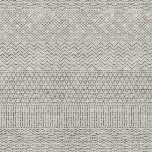 Homeroots 3' Washable Indoor Outdoor Area Rug With Chevron Design - Durable, Stain Resistant, Versatile Décor Beige Polyester 612235