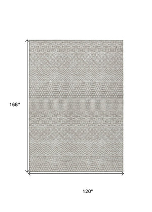 HomeRoots 5' Chevron Area Rug - Stylish Beige and Ivory Design for Indoor/Outdoor Spaces, Easy Care & Durable 10' X 14' 612237