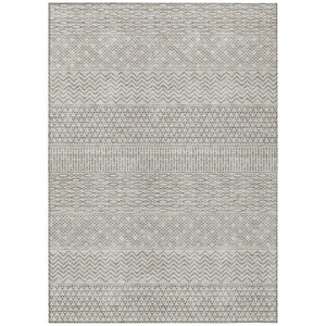 HomeRoots 5' Chevron Area Rug - Stylish Beige and Ivory Design for Indoor/Outdoor Spaces, Easy Care & Durable 10' X 14' 612237