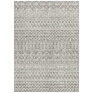 HomeRoots 5' Chevron Area Rug - Stylish Beige and Ivory Design for Indoor/Outdoor Spaces, Easy Care & Durable 10' X 14' 612237