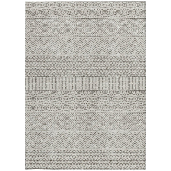 HomeRoots 5' Chevron Area Rug - Stylish Beige and Ivory Design for Indoor/Outdoor Spaces, Easy Care & Durable 10' X 14' 612237