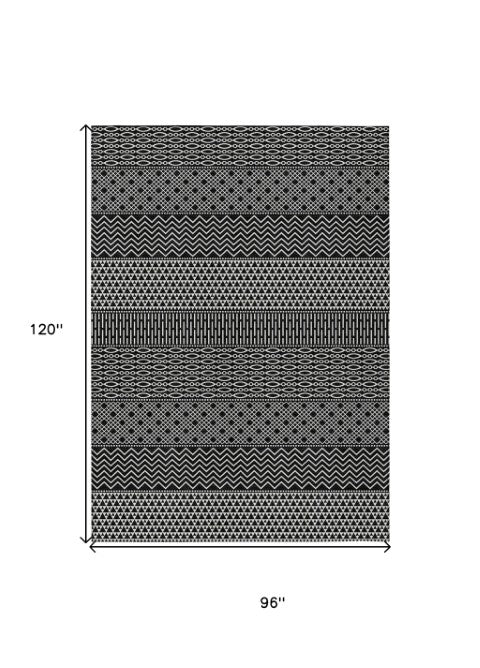 Homeroots 3' Washable Indoor Outdoor Area Rug With Chevron Design - Durable, Stain Resistant, Versatile Décor Black Polyester 612241