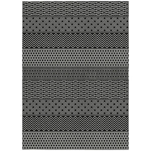 HomeRoots 5' Transform Your Space with a Black and Ivory Chevron Washable Rug for Indoor and Outdoor Use 9' X 12' 612242