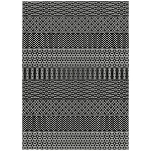 Homeroots 3' Washable Indoor Outdoor Area Rug With Chevron Design - Durable, Stain Resistant, Versatile Décor Black Polyester 612243