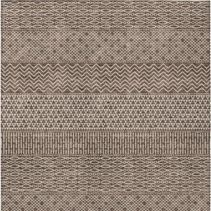 Homeroots 3' Washable Indoor Outdoor Area Rug With Chevron Design - Durable, Stain Resistant, Versatile Décor Brown Polyester 612244
