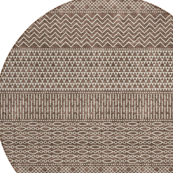 Homeroots 3' Washable Indoor Outdoor Area Rug With Chevron Design - Durable, Stain Resistant, Versatile Décor Brown Polyester 612246