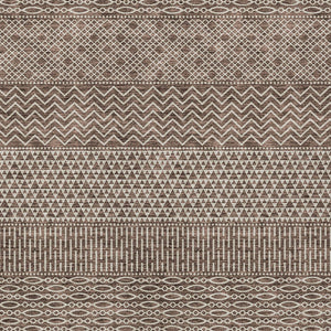 Homeroots 3' Washable Indoor Outdoor Area Rug With Chevron Design - Durable, Stain Resistant, Versatile Décor Brown Polyester 612247