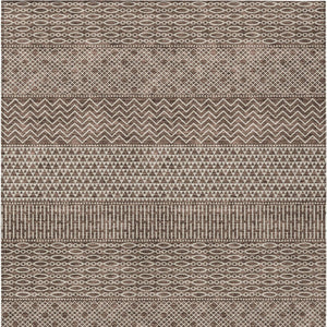 Homeroots 3' Washable Indoor Outdoor Area Rug With Chevron Design - Durable, Stain Resistant, Versatile Décor Brown Polyester 612248