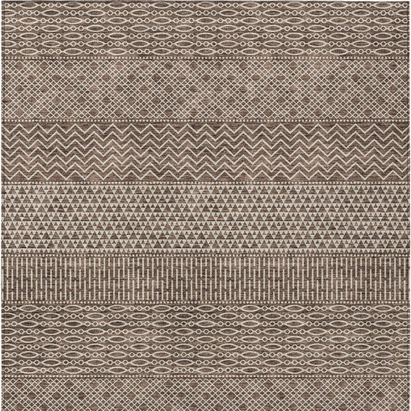Homeroots 3' Washable Indoor Outdoor Area Rug With Chevron Design - Durable, Stain Resistant, Versatile Décor Brown Polyester 612248
