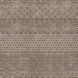 Homeroots 3' Washable Indoor Outdoor Area Rug With Chevron Design - Durable, Stain Resistant, Versatile Décor Brown Polyester 612248