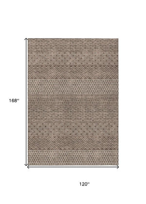 Homeroots 3' Washable Indoor Outdoor Area Rug With Chevron Design - Durable, Stain Resistant, Versatile Décor Brown Polyester 612249