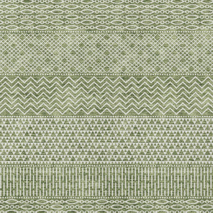 Homeroots 3' Washable Indoor Outdoor Area Rug With Chevron Design - Durable, Stain Resistant, Versatile Décor Green Polyester 612251