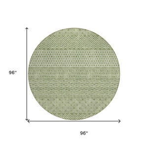 Homeroots 3' Washable Indoor Outdoor Area Rug With Chevron Design - Durable, Stain Resistant, Versatile Décor Green Polyester 612252