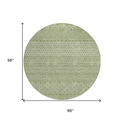 Homeroots 3' Washable Indoor Outdoor Area Rug With Chevron Design - Durable, Stain Resistant, Versatile Décor Green Polyester 612252