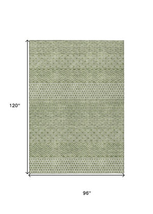 Homeroots 3' Washable Indoor Outdoor Area Rug With Chevron Design - Durable, Stain Resistant, Versatile Décor Green Polyester 612253