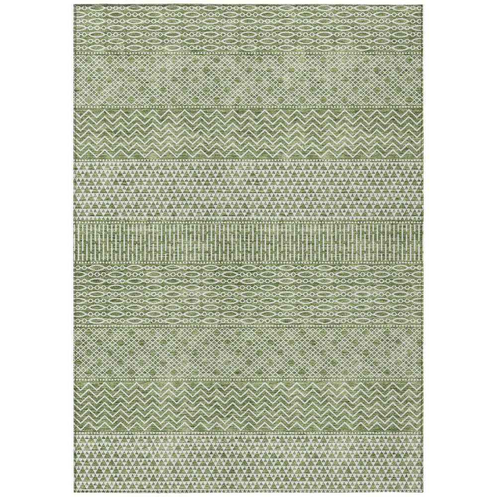 HomeRoots 9' Green and Ivory Chevron Area Rug - Stylish, Washable Design for Indoor and Outdoor Durability 612254