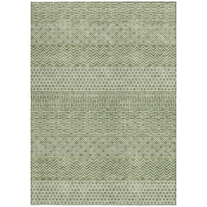 HomeRoots 5' Green and Ivory Chevron Indoor Outdoor Area Rug - Durable, Washable, Modern Design for Any Space 10' X 14' 612255