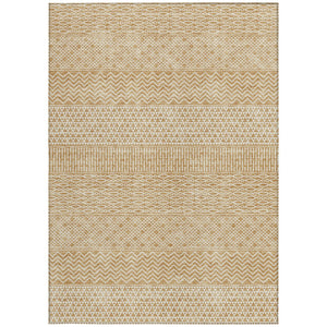 Homeroots 3' Washable Indoor Outdoor Area Rug With Chevron Design - Durable, Stain Resistant, Versatile Décor Gold Polyester 612256