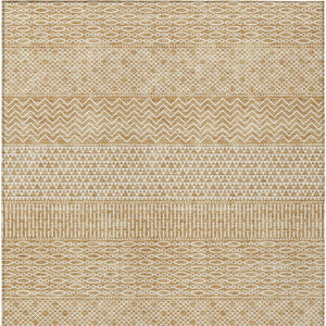 Homeroots 3' Washable Indoor Outdoor Area Rug With Chevron Design - Durable, Stain Resistant, Versatile Décor Gold Polyester 612256