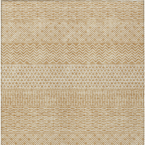 Homeroots 3' Washable Indoor Outdoor Area Rug With Chevron Design - Durable, Stain Resistant, Versatile Décor Gold Polyester 612256