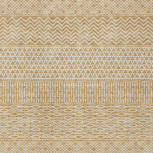 Homeroots 3' Washable Indoor Outdoor Area Rug With Chevron Design - Durable, Stain Resistant, Versatile Décor Gold Polyester 612257