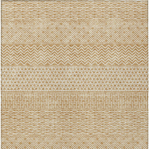 Homeroots 3' Washable Indoor Outdoor Area Rug With Chevron Design - Durable, Stain Resistant, Versatile Décor Gold Polyester 612259