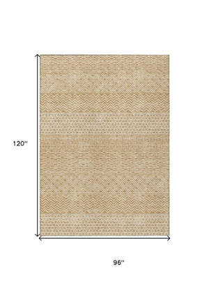 Homeroots 3' Washable Indoor Outdoor Area Rug With Chevron Design - Durable, Stain Resistant, Versatile Décor Gold Polyester 612259