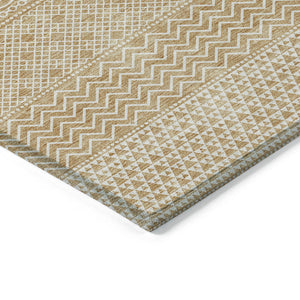 Homeroots 3' Washable Indoor Outdoor Area Rug With Chevron Design - Durable, Stain Resistant, Versatile Décor Gold Polyester 612259