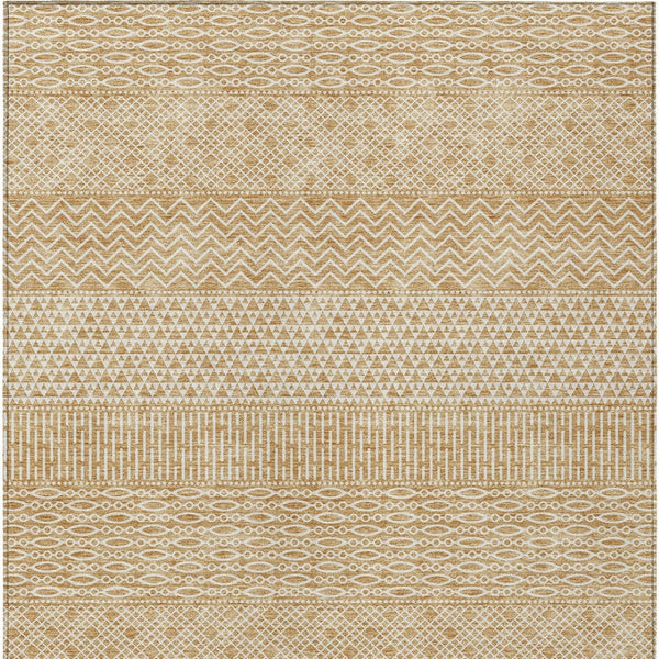 Homeroots 3' Washable Indoor Outdoor Area Rug With Chevron Design - Durable, Stain Resistant, Versatile Décor Gold Polyester 612260