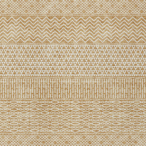 Homeroots 3' Washable Indoor Outdoor Area Rug With Chevron Design - Durable, Stain Resistant, Versatile Décor Gold Polyester 612260