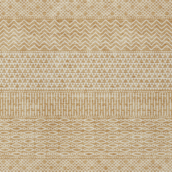 Homeroots 3' Washable Indoor Outdoor Area Rug With Chevron Design - Durable, Stain Resistant, Versatile Décor Gold Polyester 612260