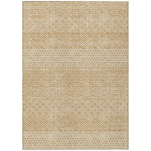 HomeRoots 5' Gold and Ivory Chevron Area Rug - Stylish, Machine-Washable Indoor/Outdoor Design for Any Space 10' X 14' 612261