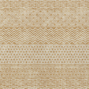 Homeroots 3' Washable Indoor Outdoor Area Rug With Chevron Design - Durable, Stain Resistant, Versatile Décor Gold Polyester 612261