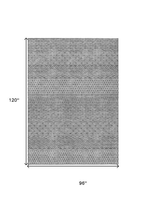 Homeroots 3' Washable Indoor Outdoor Area Rug With Chevron Design - Durable, Stain Resistant, Versatile Décor Gray Polyester 612265