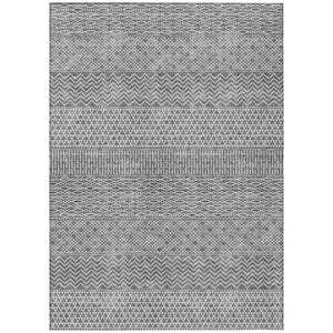 HomeRoots 5' Gray and Silver Chevron Washable Area Rug - Durable, Indoor-Outdoor Design for High-Traffic Spaces 8' X 10' 612265