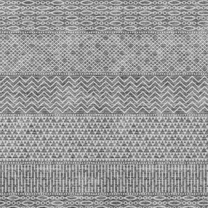 Homeroots 3' Washable Indoor Outdoor Area Rug With Chevron Design - Durable, Stain Resistant, Versatile Décor Gray Polyester 612265