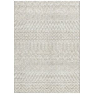 Homeroots 3' Washable Indoor Outdoor Area Rug With Chevron Design - Durable, Stain Resistant, Versatile Décor Ivory Polyester 612269