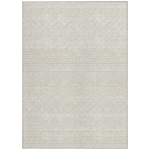 Homeroots 3' Washable Indoor Outdoor Area Rug With Chevron Design - Durable, Stain Resistant, Versatile Décor Ivory Polyester 612269