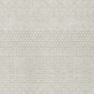 Homeroots 3' Washable Indoor Outdoor Area Rug With Chevron Design - Durable, Stain Resistant, Versatile Décor Ivory Polyester 612271