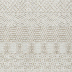 Homeroots 3' Washable Indoor Outdoor Area Rug With Chevron Design - Durable, Stain Resistant, Versatile Décor Ivory Polyester 612273