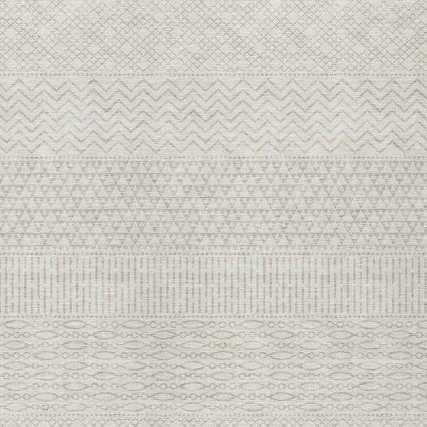 Homeroots 3' Washable Indoor Outdoor Area Rug With Chevron Design - Durable, Stain Resistant, Versatile Décor Ivory Polyester 612273